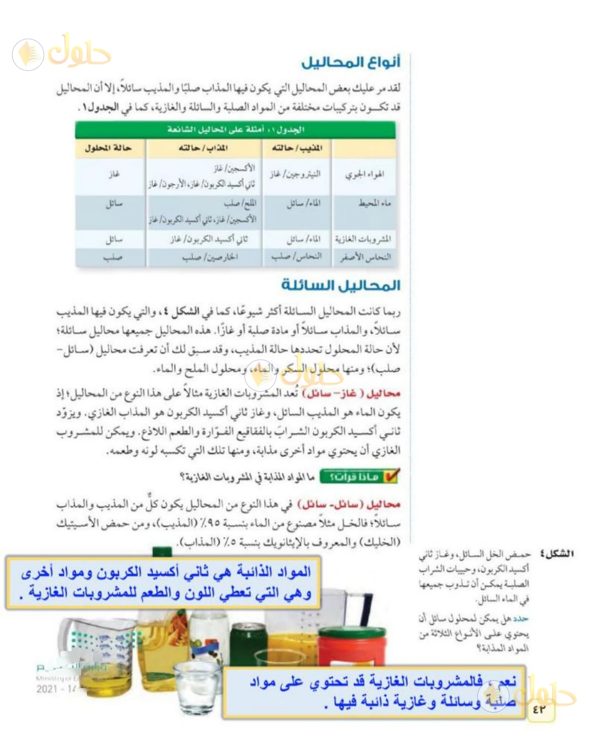 حل علوم الصف الثاني المتوسط صفحة 42 الجزء 1