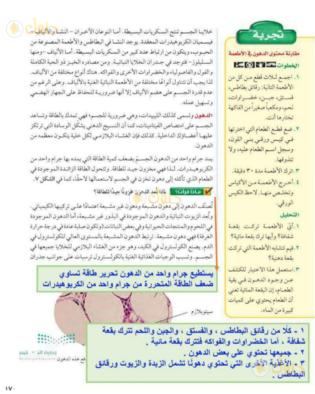 حل علوم الصف الثاني المتوسط صفحة 170 الجزء 1