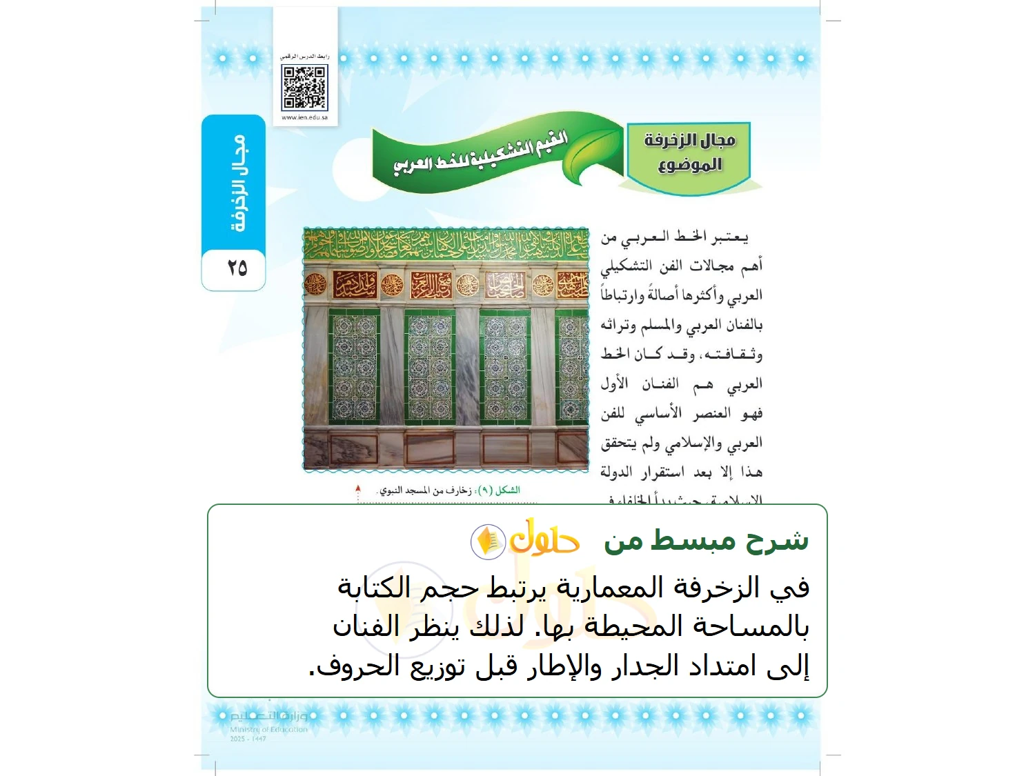 شرح وملخص التربية الفنية للصف الثالث المتوسط صفحة 25