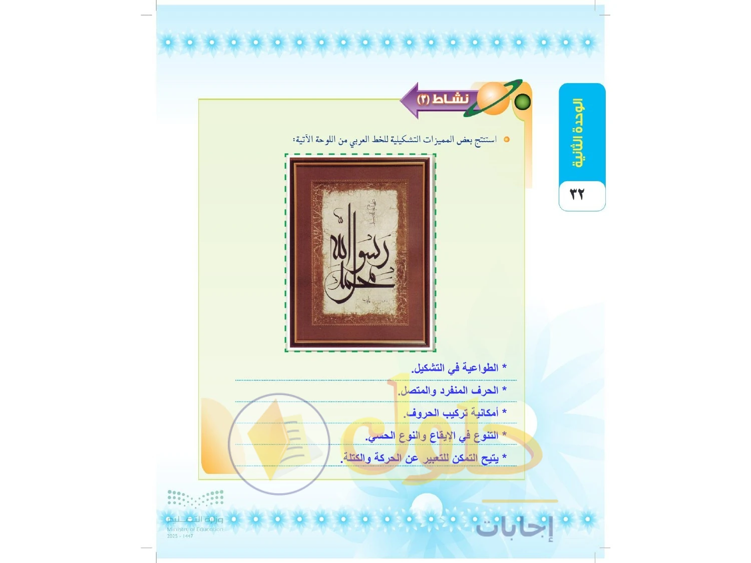 حل التربية الفنية للصف الثالث المتوسط صفحة 32