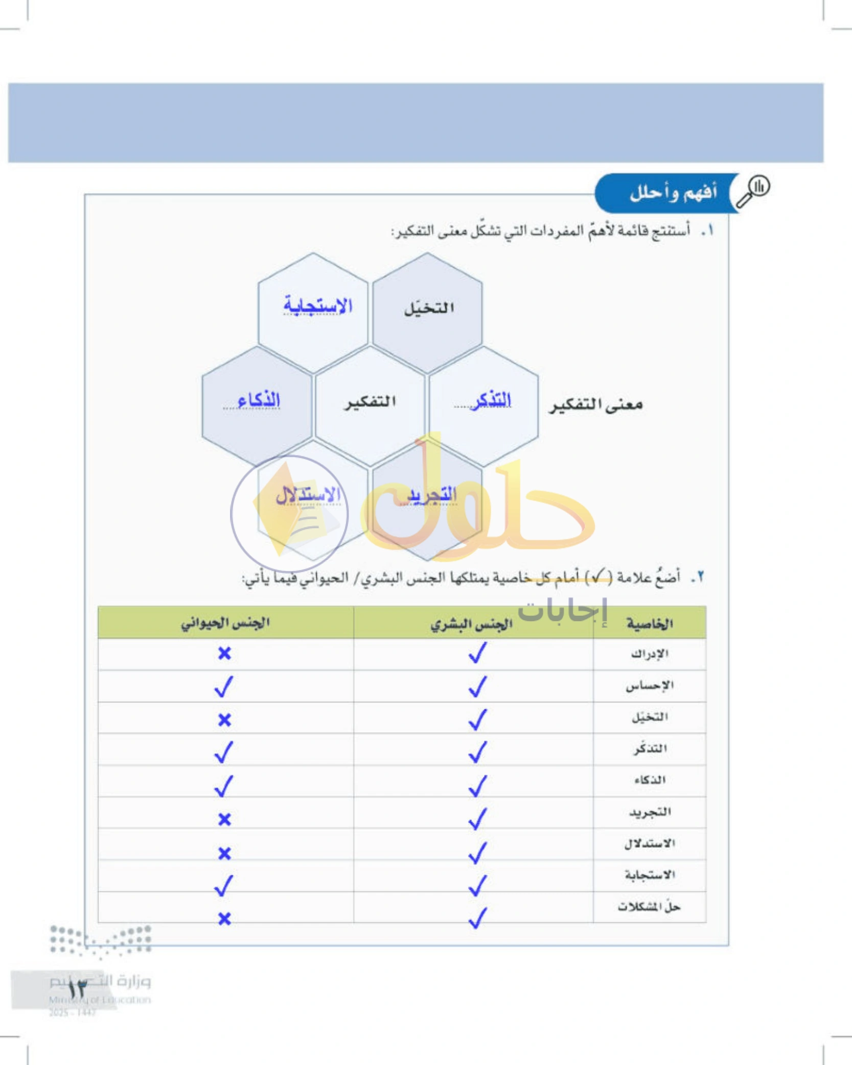 شرح وأنشطة درس التفكير ومستوياته — صفحة ١٣