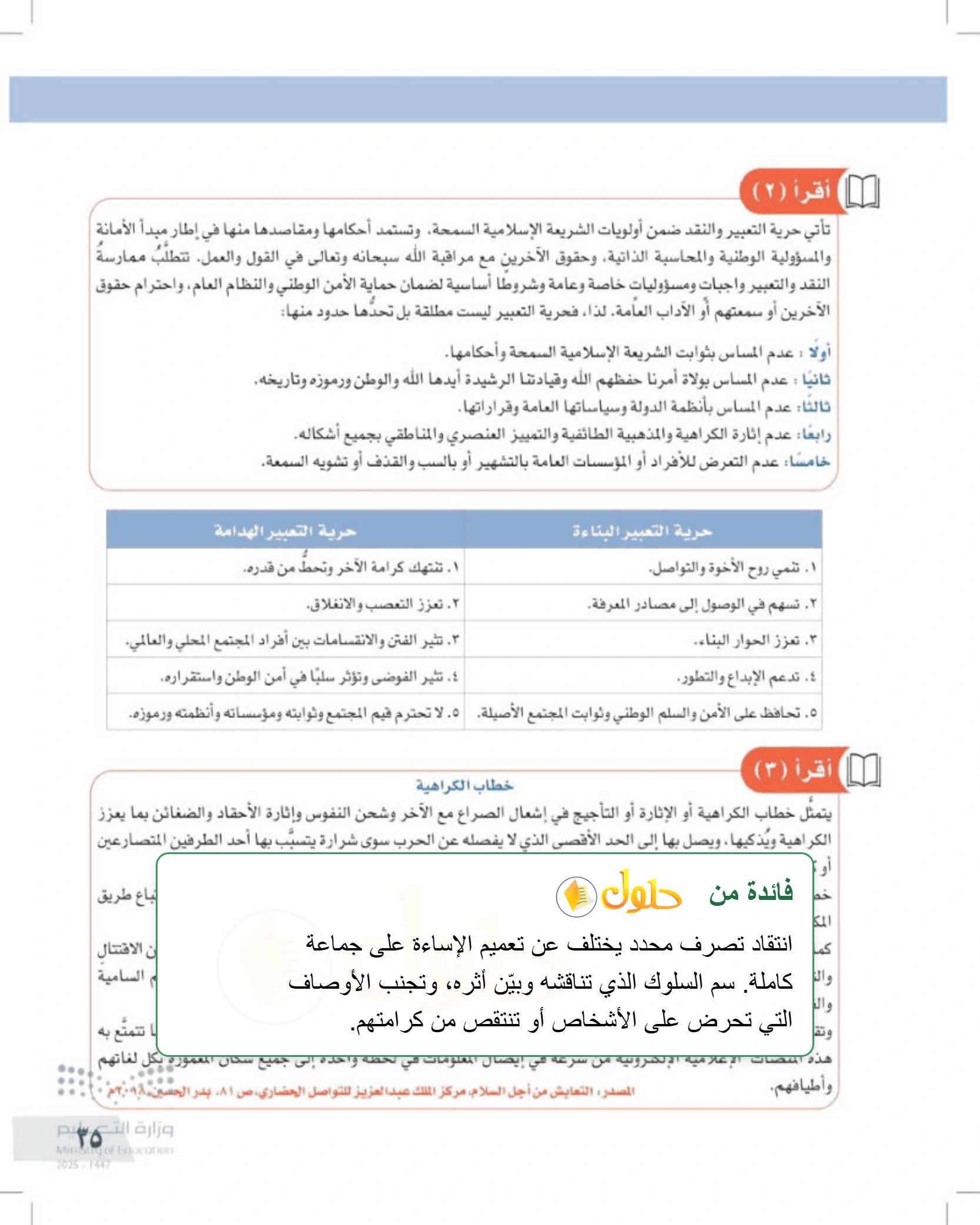 شرح وأنشطة درس محددات التفكير الناقد وضوابطه — صفحة ٣٥
