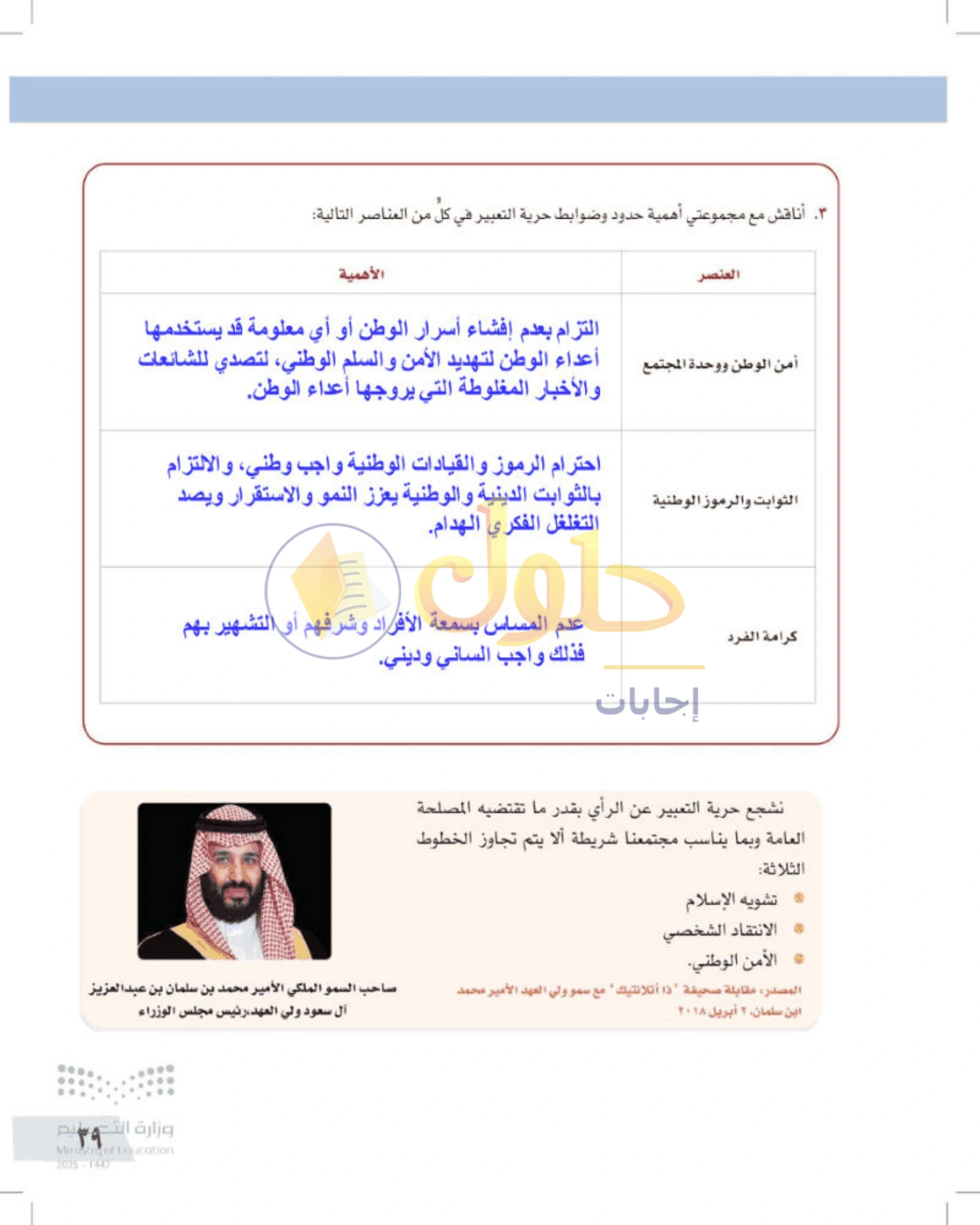 شرح وأنشطة درس محددات التفكير الناقد وضوابطه — صفحة ٣٩