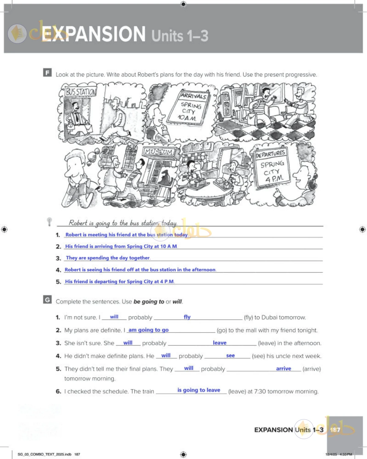 حل الإنجليزي للصف الثالث المتوسط صفحة 187 الجزء 1