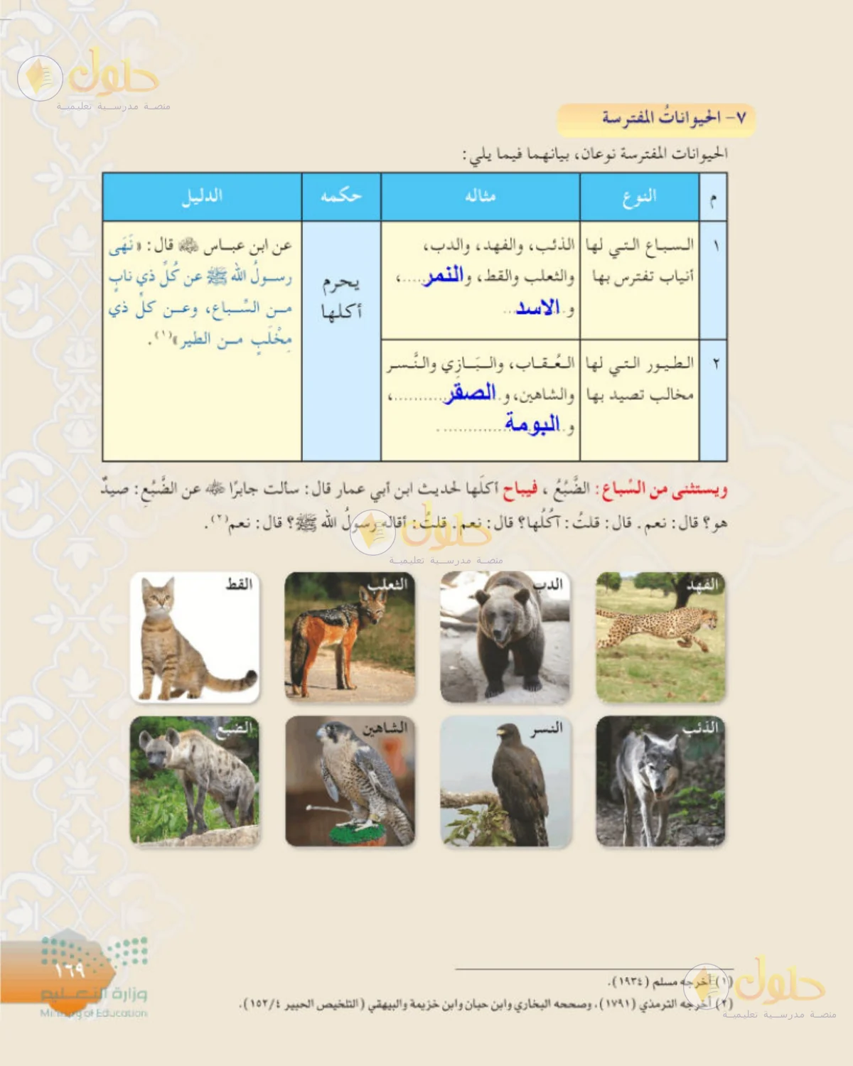 حل الفقه للصف الثالث المتوسط صفحة 169