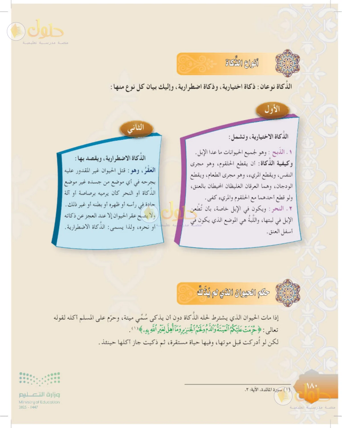 حل الفقه للصف الثالث المتوسط صفحة 180