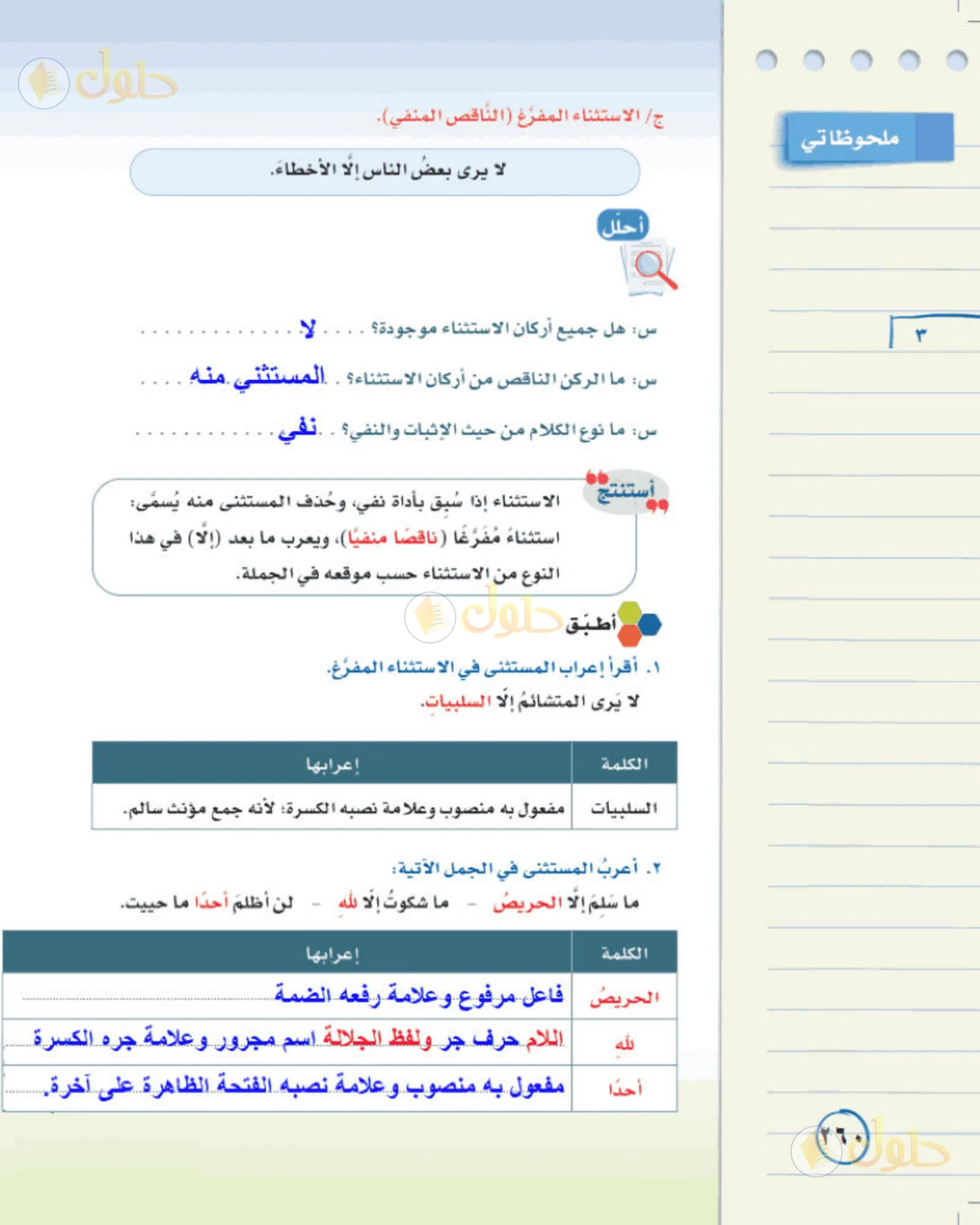 حل لغتي الخالدة للصف الثالث المتوسط صفحة 260 الجزء 1