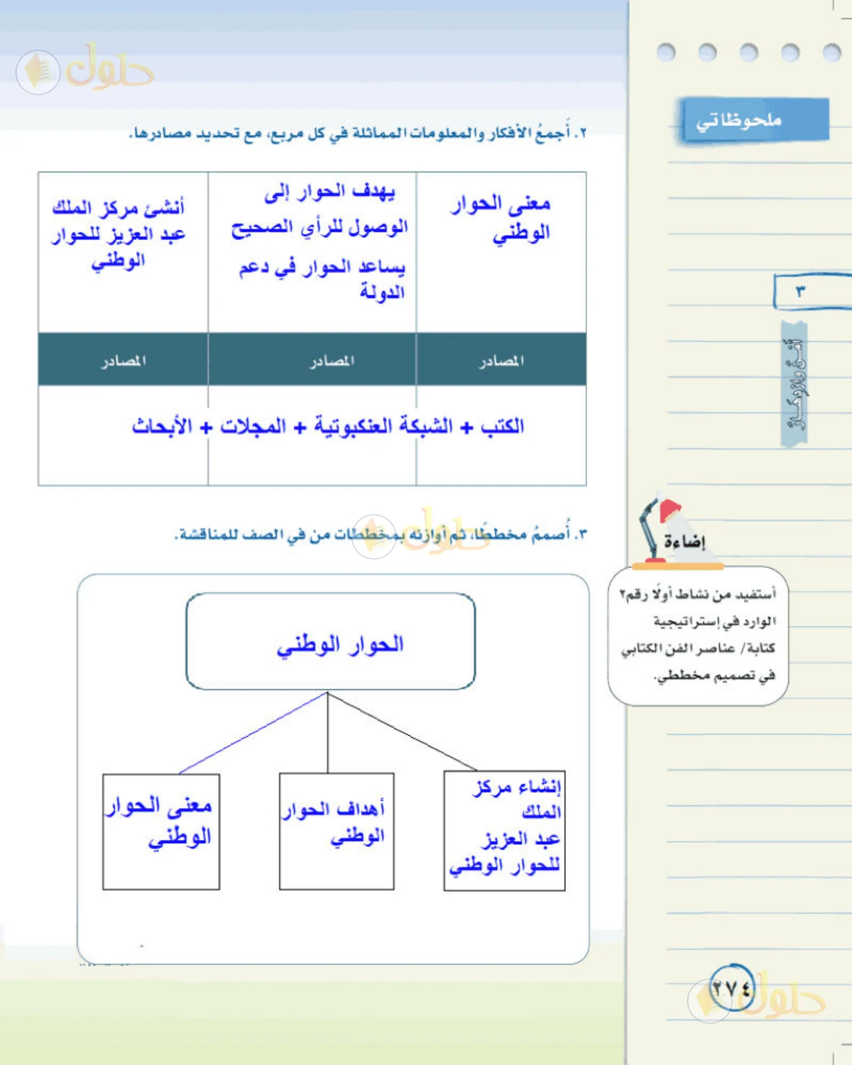 حل لغتي الخالدة للصف الثالث المتوسط صفحة 274 الجزء 1