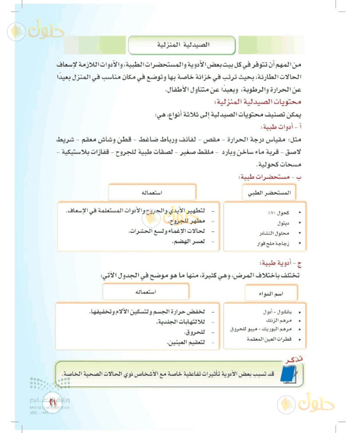 حل المهارات الحياتية والأسرية للصف الثالث المتوسط صفحة 21