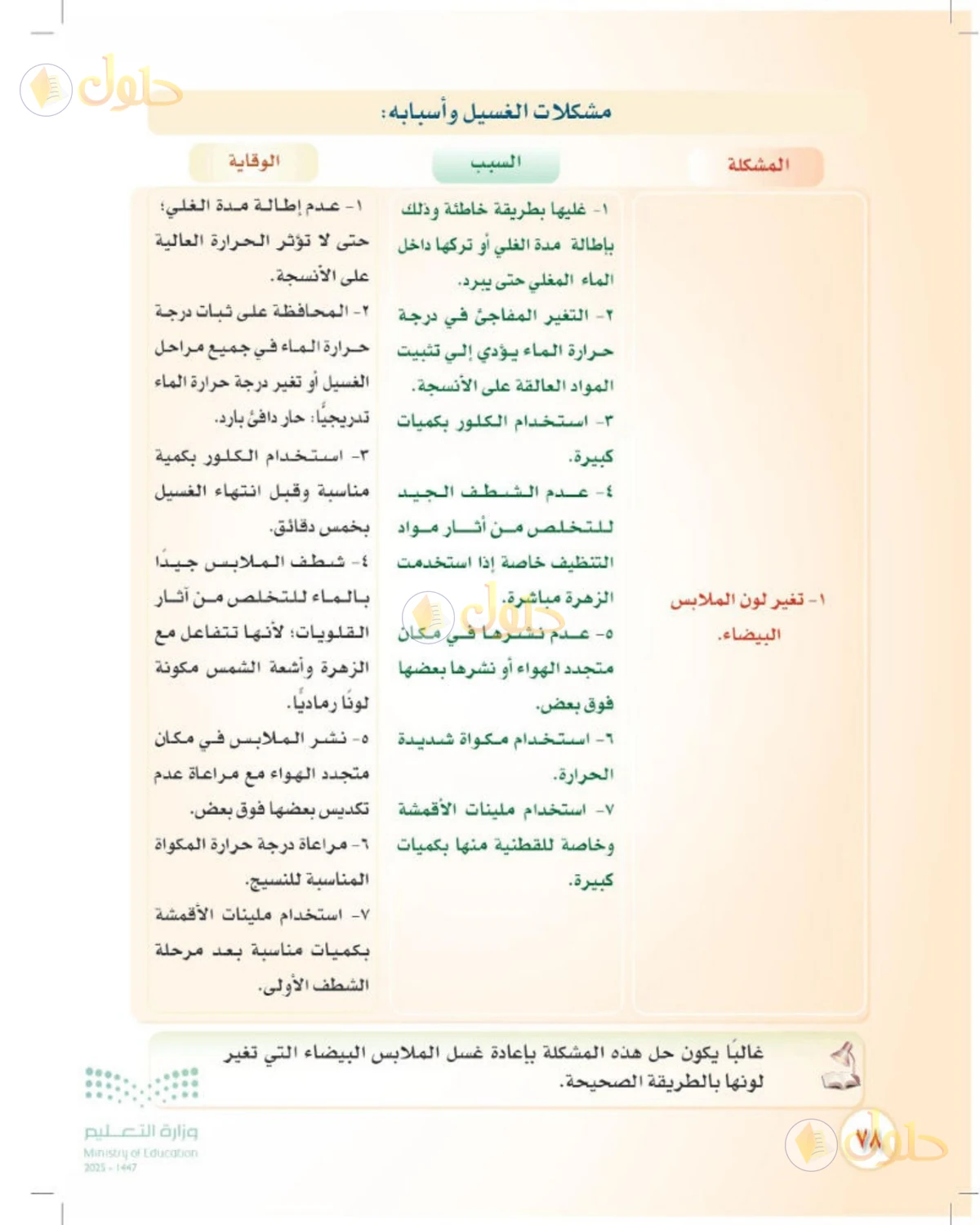 حل المهارات الحياتية والأسرية للصف الثالث المتوسط صفحة 78