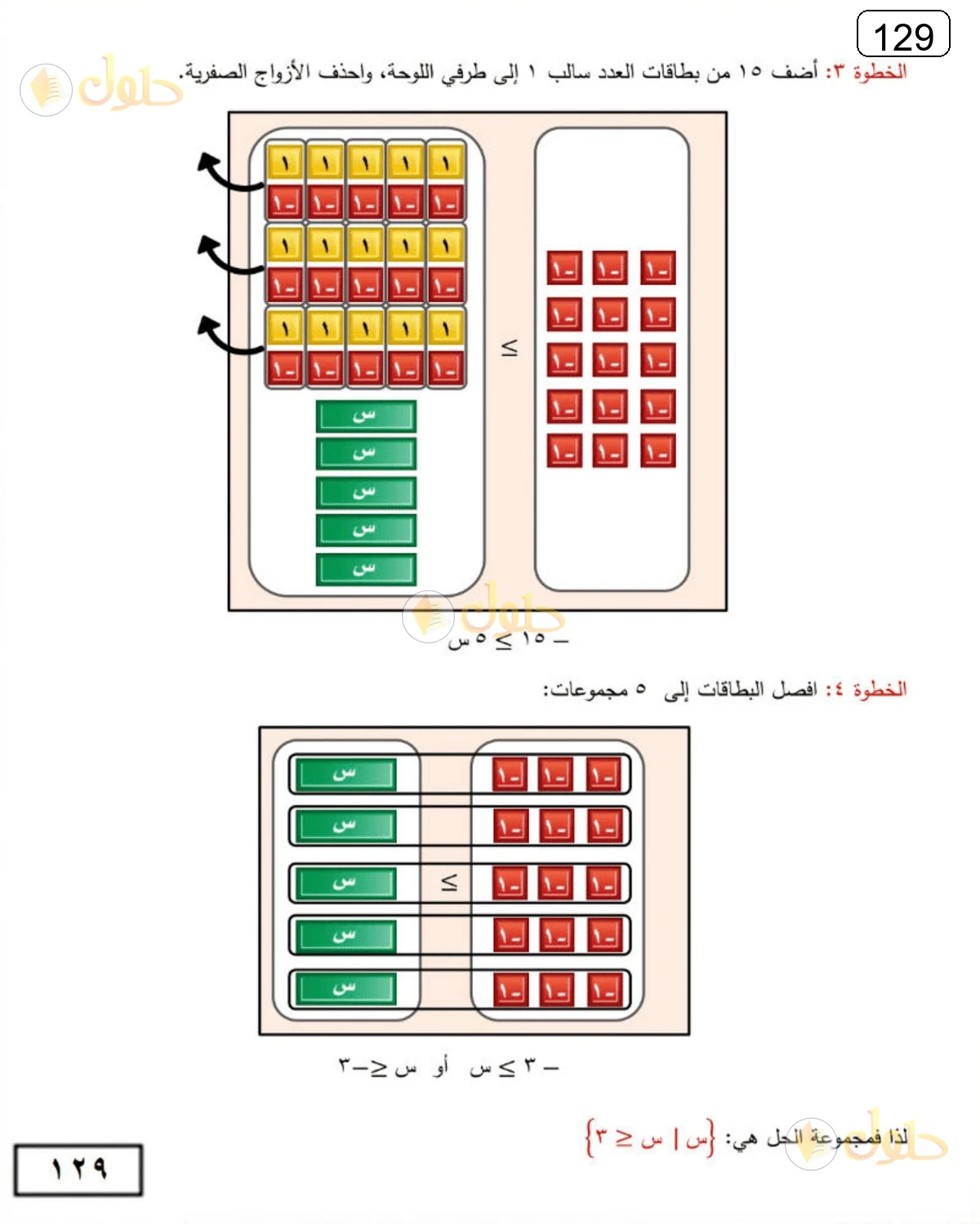 حل الرياضيات للصف الثالث المتوسط صفحة 129 الجزء 6