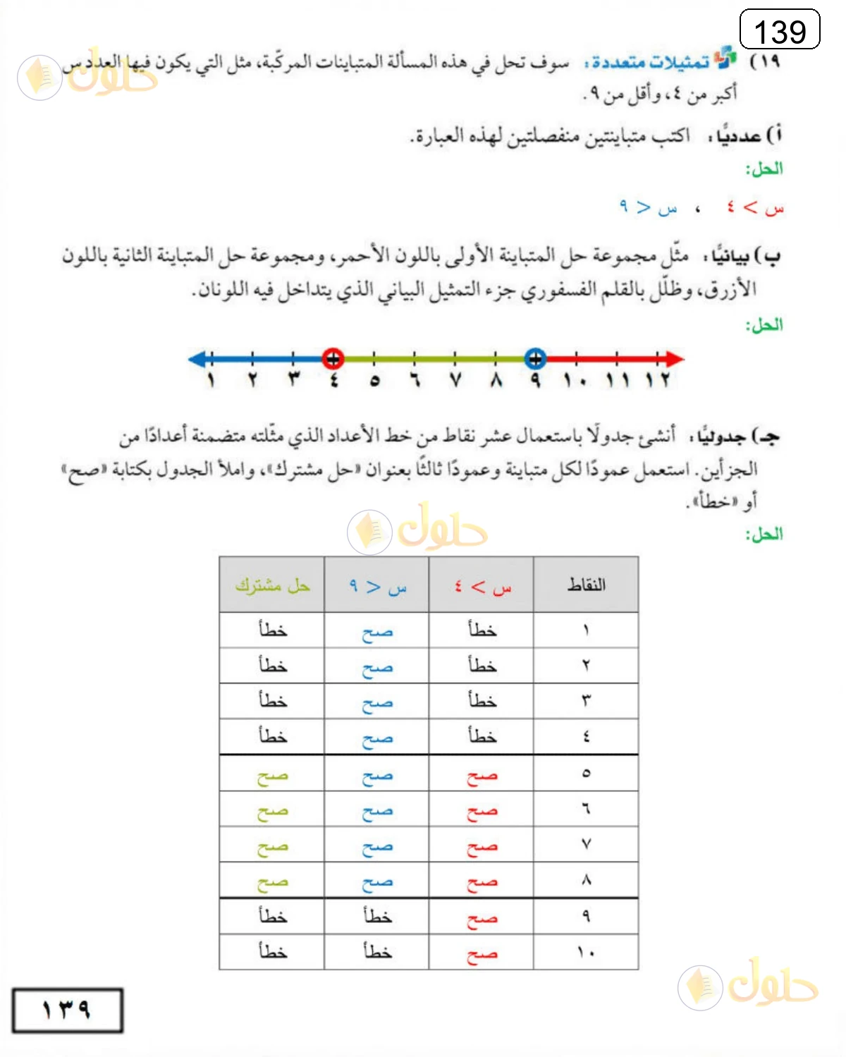 حل الرياضيات للصف الثالث المتوسط صفحة 139 الجزء 1