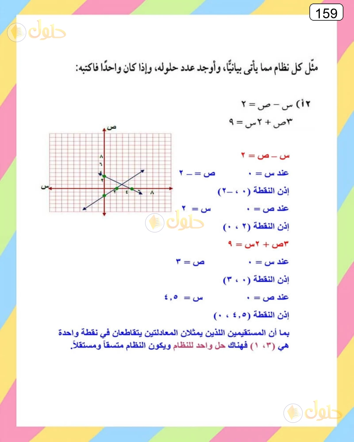 حل الرياضيات للصف الثالث المتوسط صفحة 159 الجزء 2