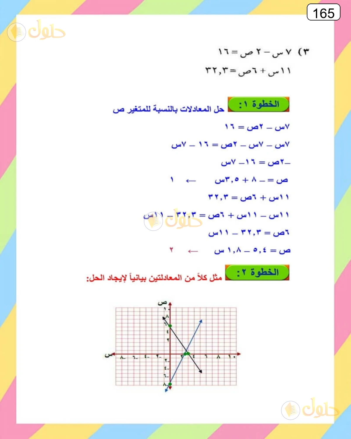 حل الرياضيات للصف الثالث المتوسط صفحة 165 الجزء 5