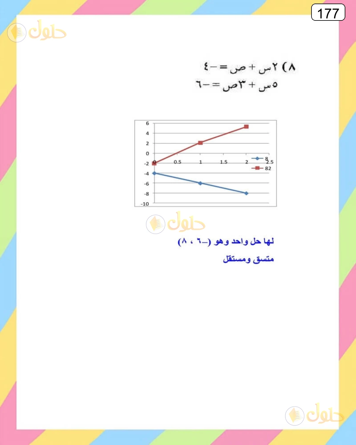 حل الرياضيات للصف الثالث المتوسط صفحة 177 الجزء 9