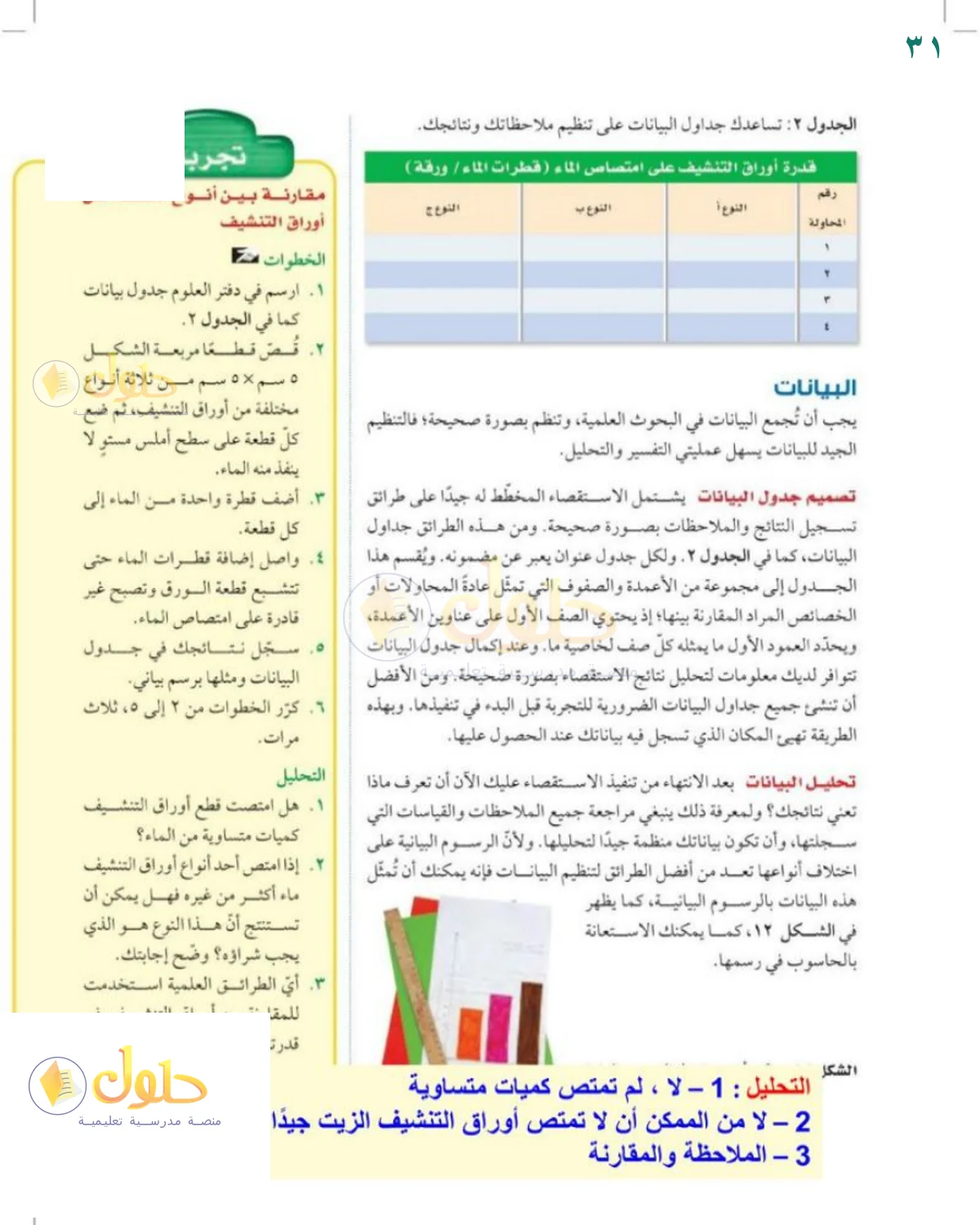 حل العلوم للصف الثالث المتوسط صفحة 31