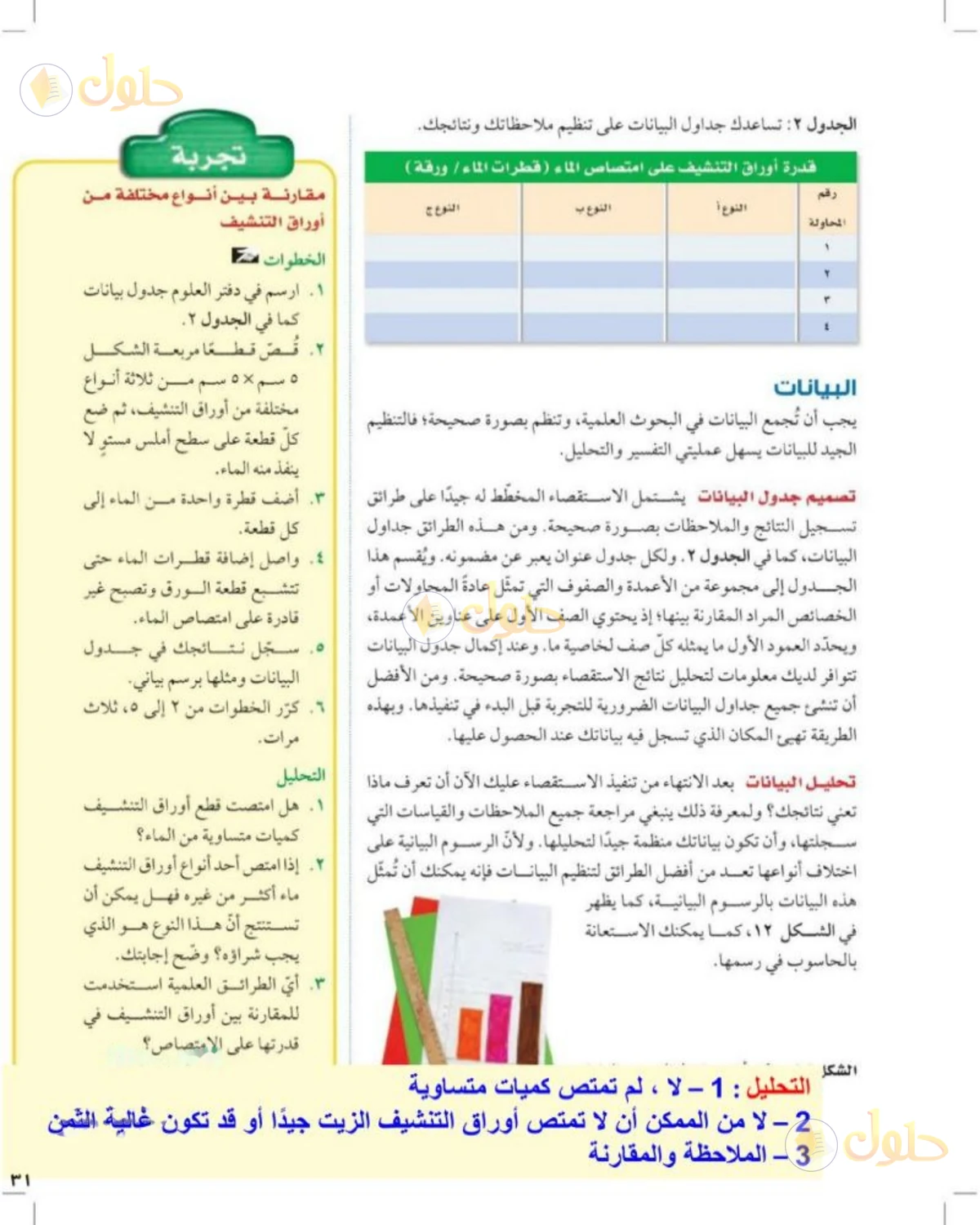 حل علوم الصف الثالث المتوسط صفحة 31 الجزء 1