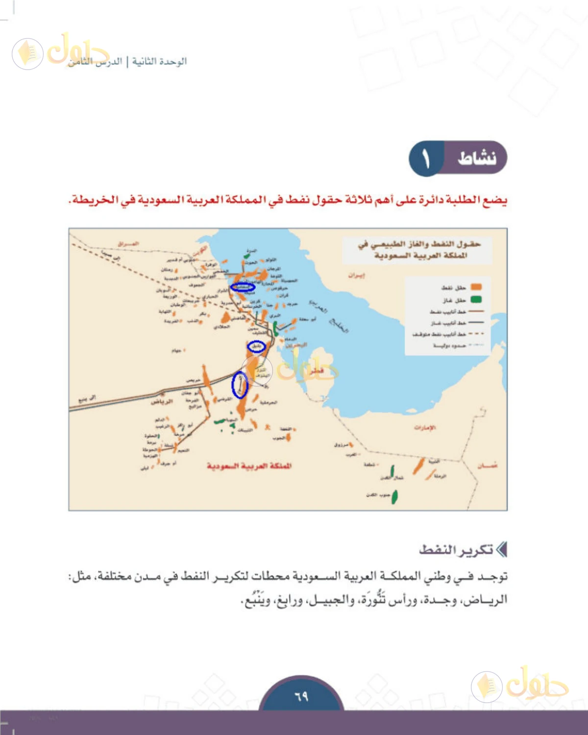 حل الدراسات الاجتماعية للصف الثالث المتوسط صفحة 69