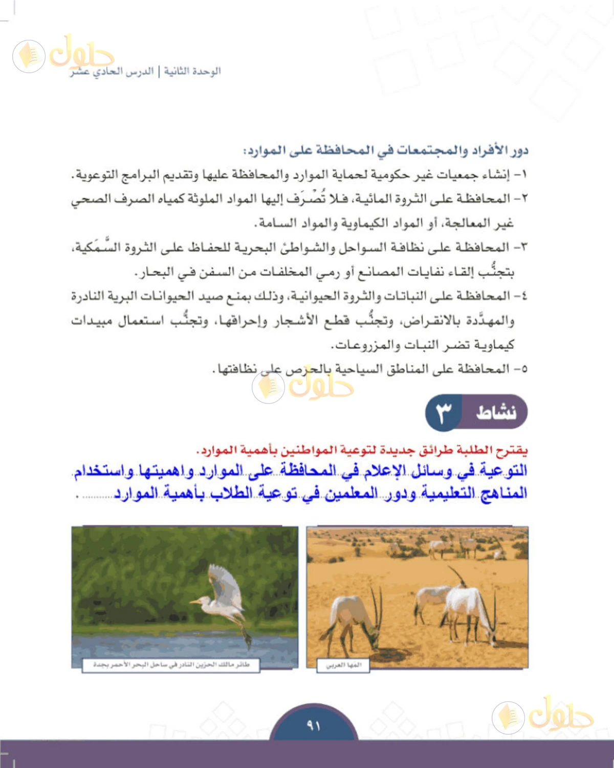حل الدراسات الاجتماعية للصف الثالث المتوسط صفحة 91