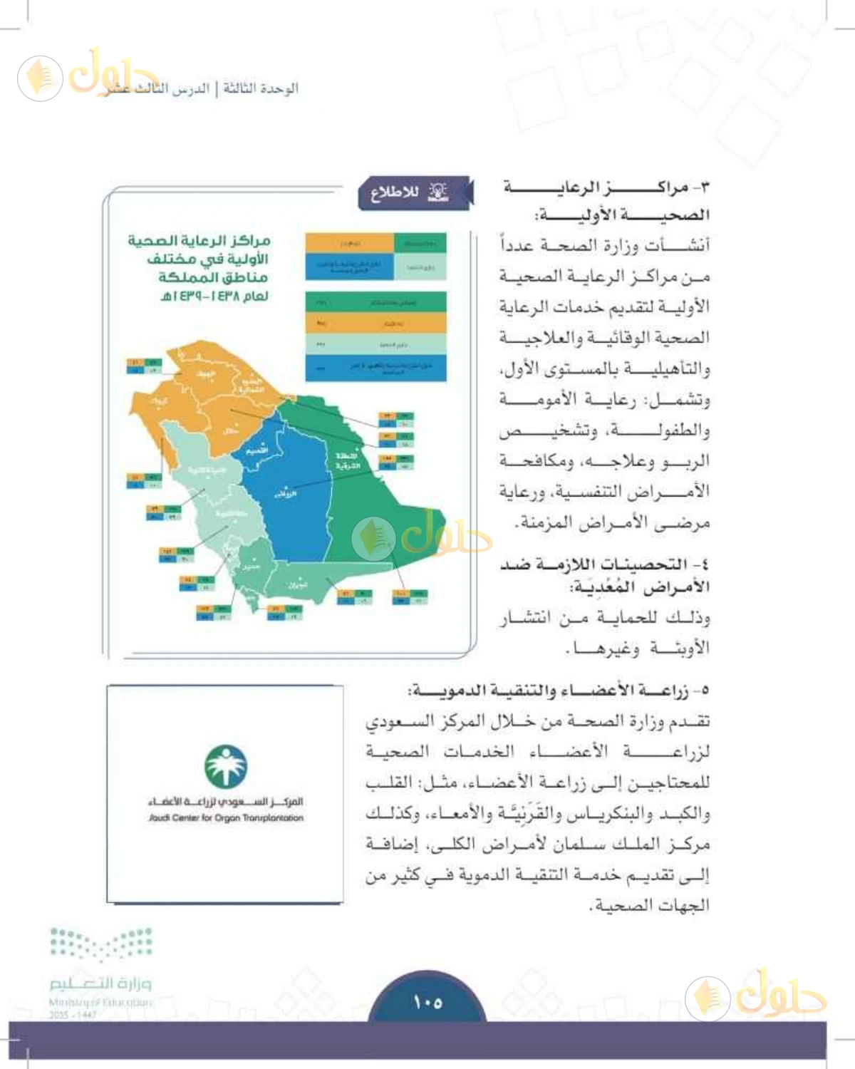 حل الدراسات الاجتماعية للصف الثالث المتوسط صفحة 105