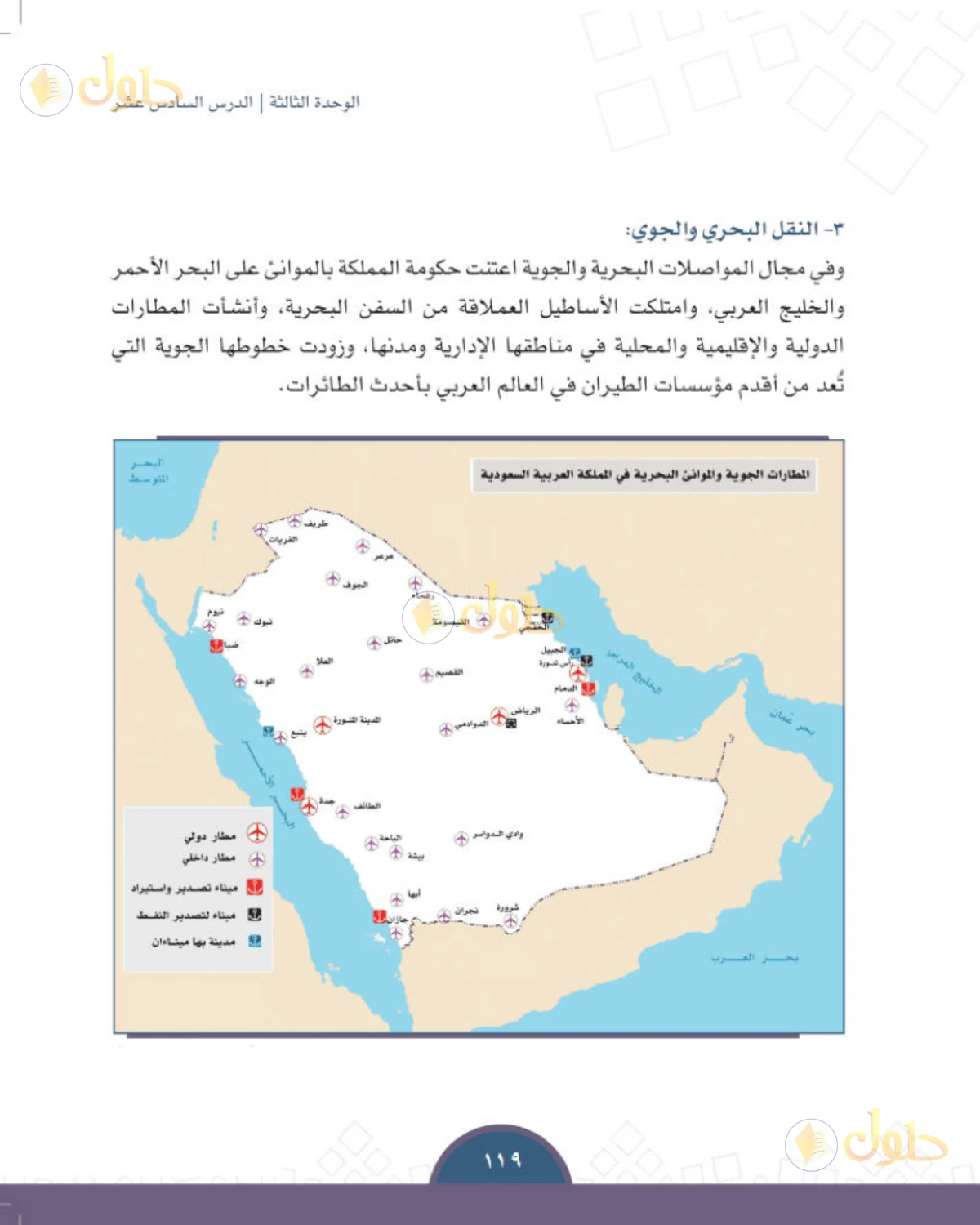 حل الدراسات الاجتماعية للصف الثالث المتوسط صفحة 119