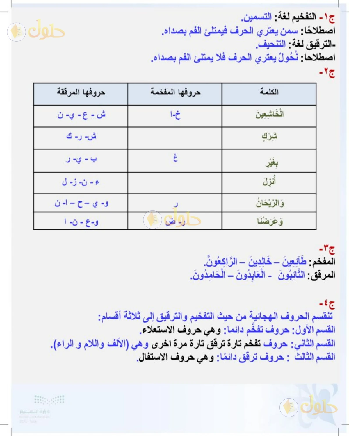 حل التجويد للصف الثالث المتوسط صفحة 15