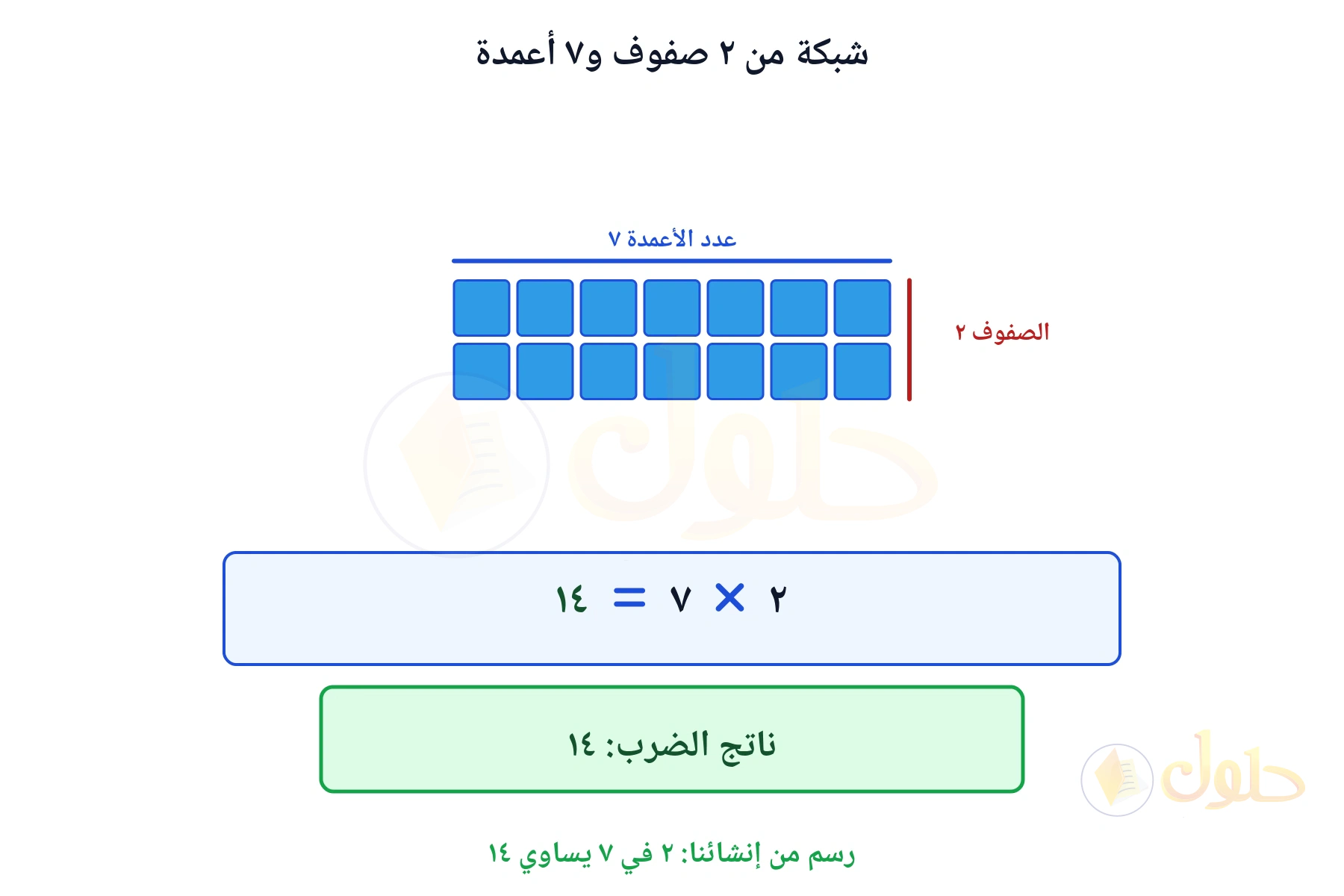 شبكة تبين أن ٢ في ٧ يساوي ١٤