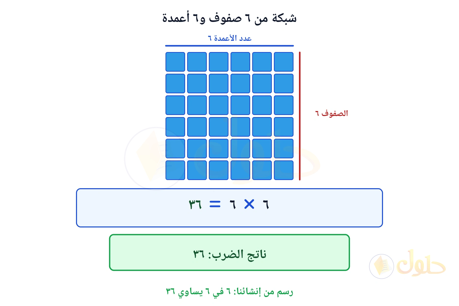 شبكة تبين أن ٦ في ٦ يساوي ٣٦