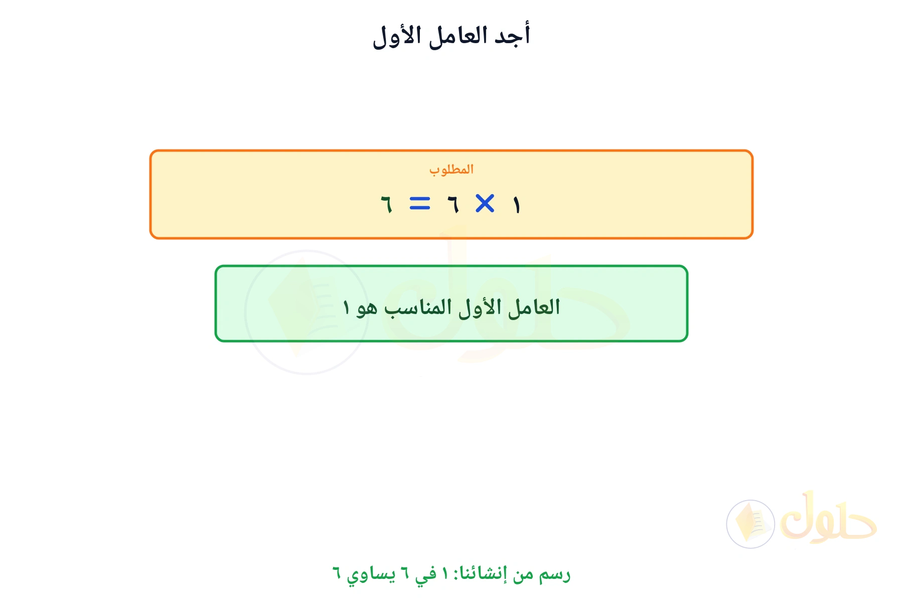 جملة ضرب مكتملة تبين أن العامل الأول هو ١