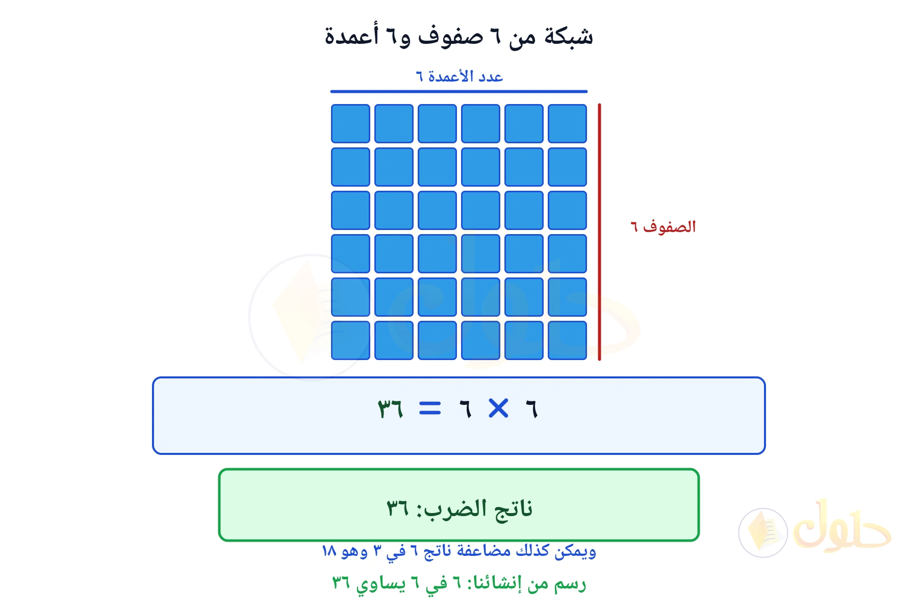 شبكة تبين أن ٦ في ٦ يساوي ٣٦