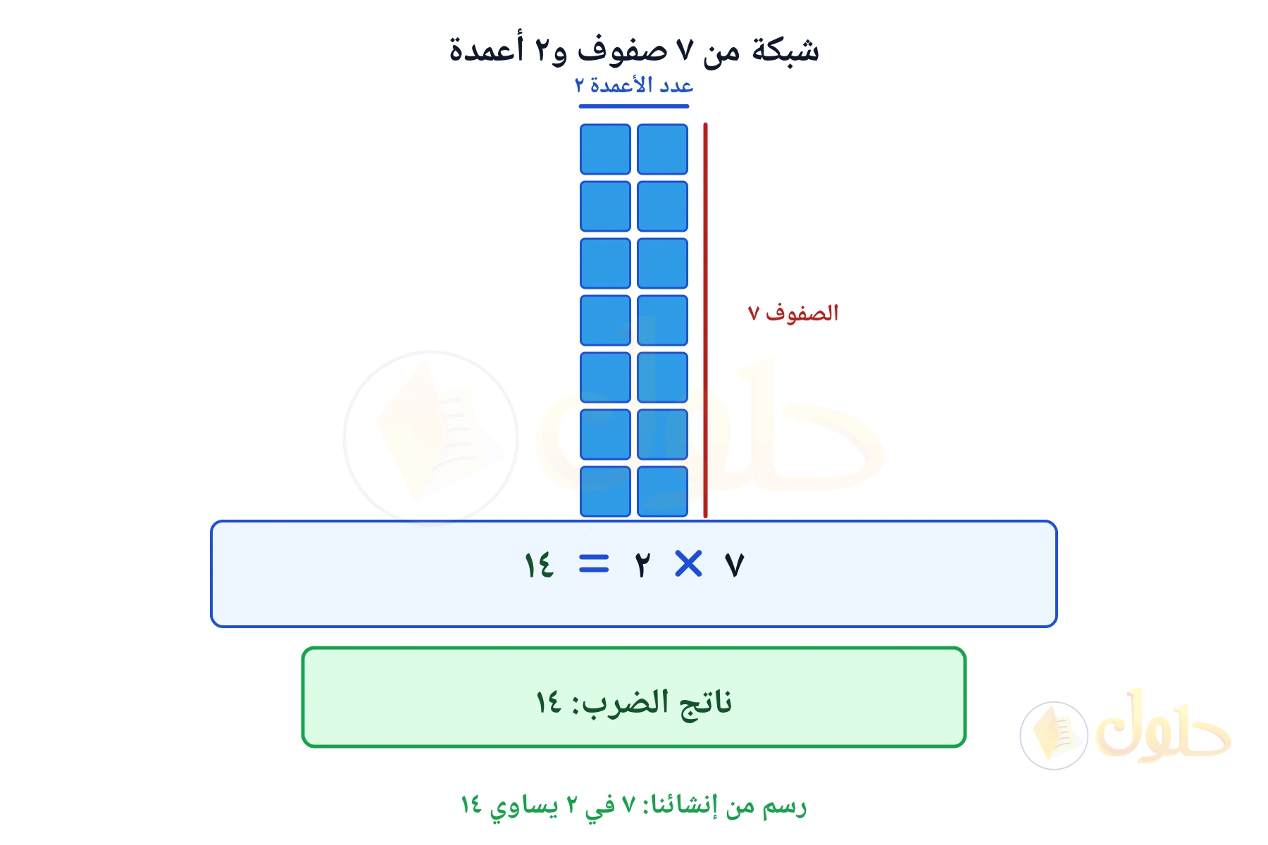 شبكة تبين أن ٧ في ٢ يساوي ١٤