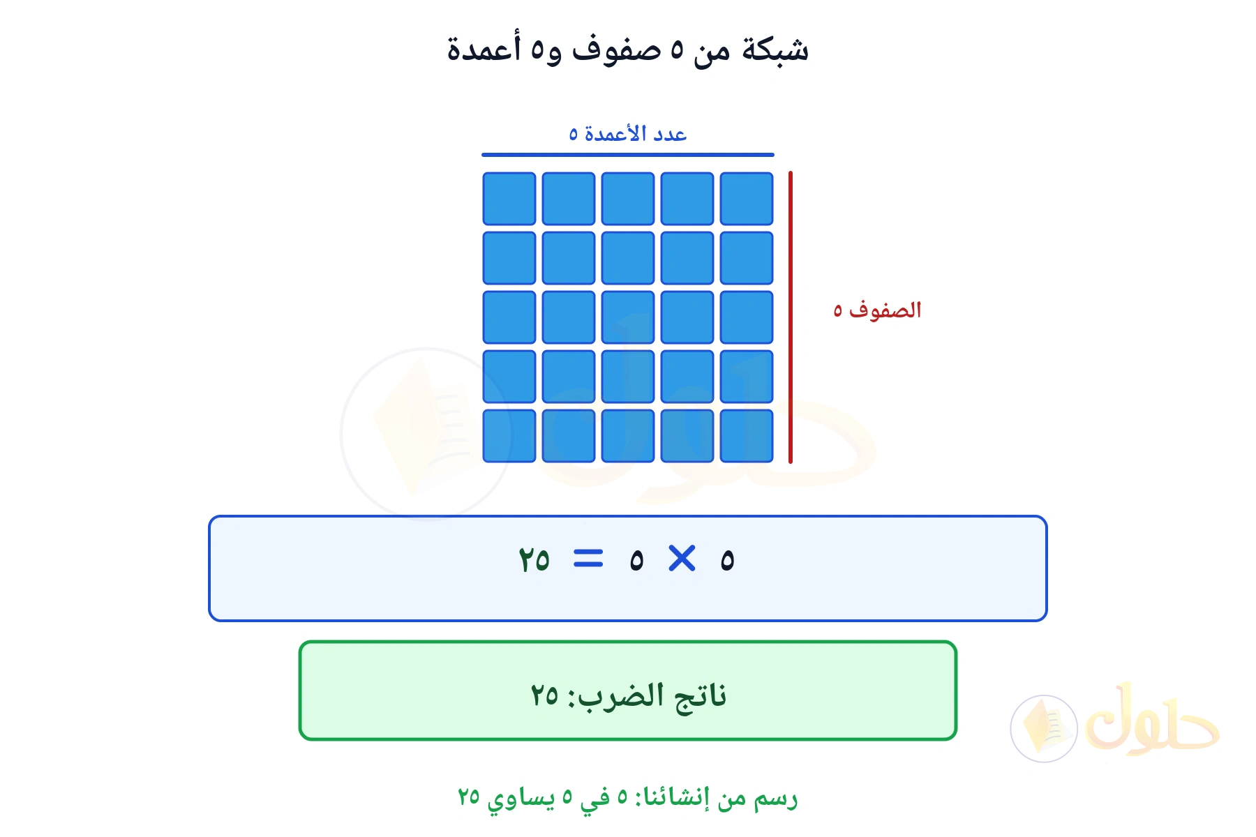 شبكة تبين أن ٥ في ٥ يساوي ٢٥