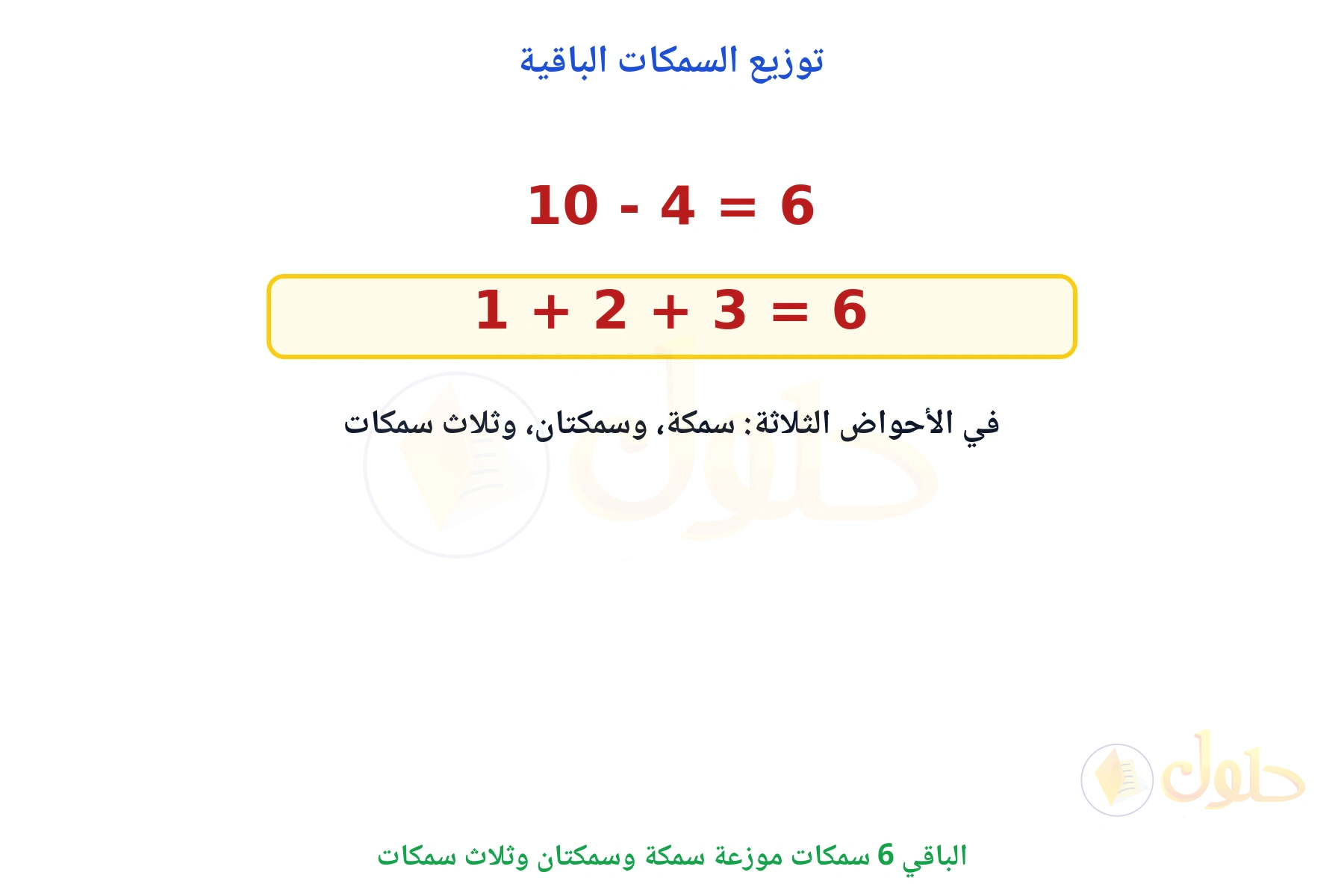 الباقي ست سمكات موزعة 1 و 2 و 3