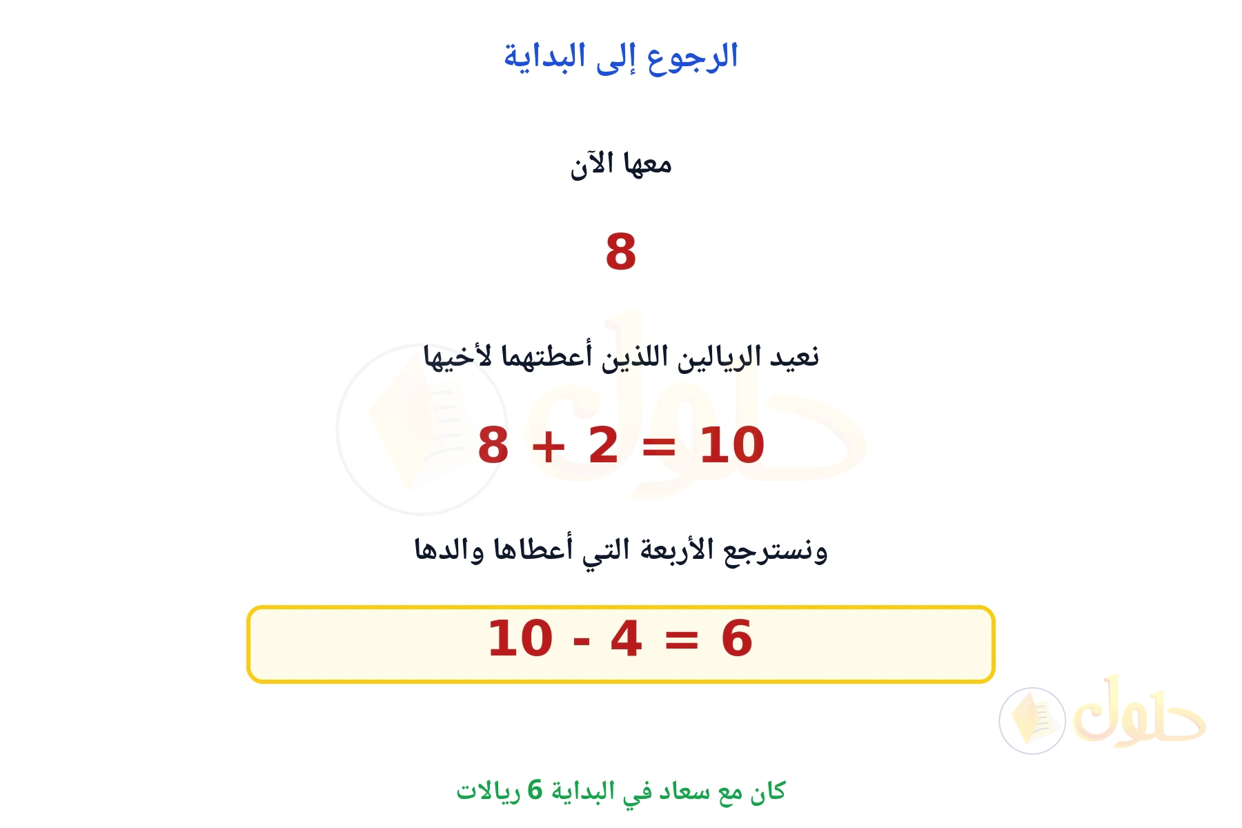الرجوع بالخطوات حتى الوصول إلى 6 رياﻻت