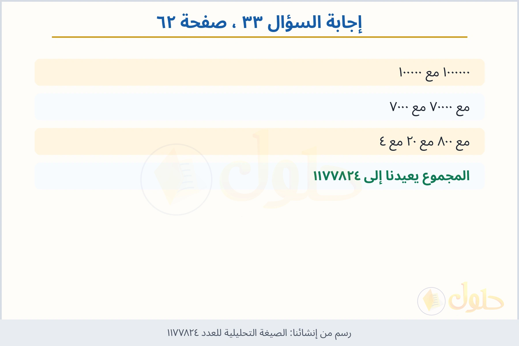 حل السؤال ٣٣ صفحة ٦٢ — الصيغة التحليلية للعدد ١١٧٧٨٢٤