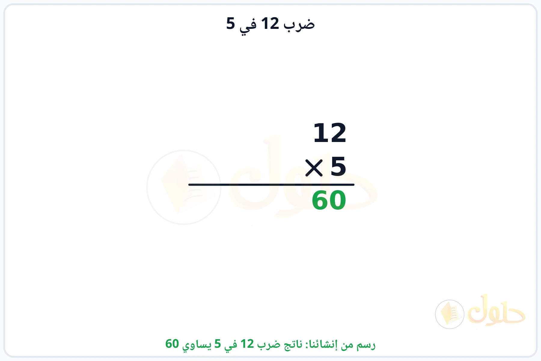 عملية ضرب 12 في 5 بالترتيب العمودي وناتجها 60