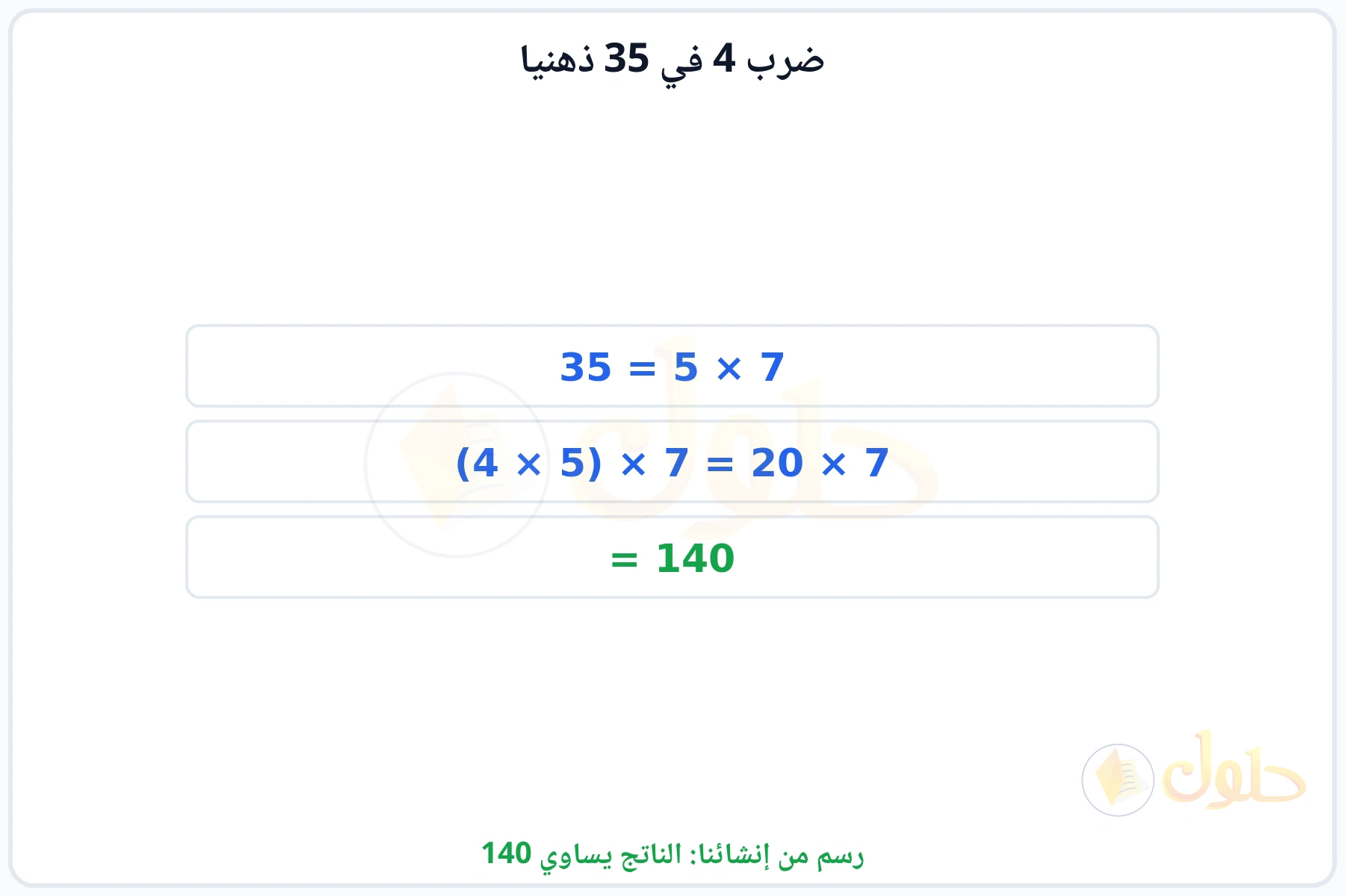 خطوات تجزئة العدد 35 وإعادة التجميع للحصول على 140