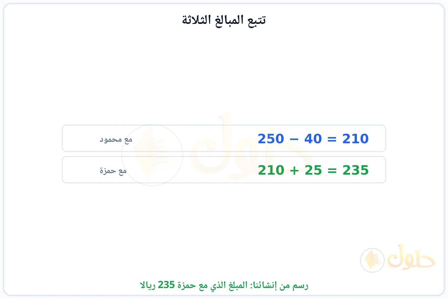 خطوتان للحل العكسي حتى الوصول إلى 235 ريالا