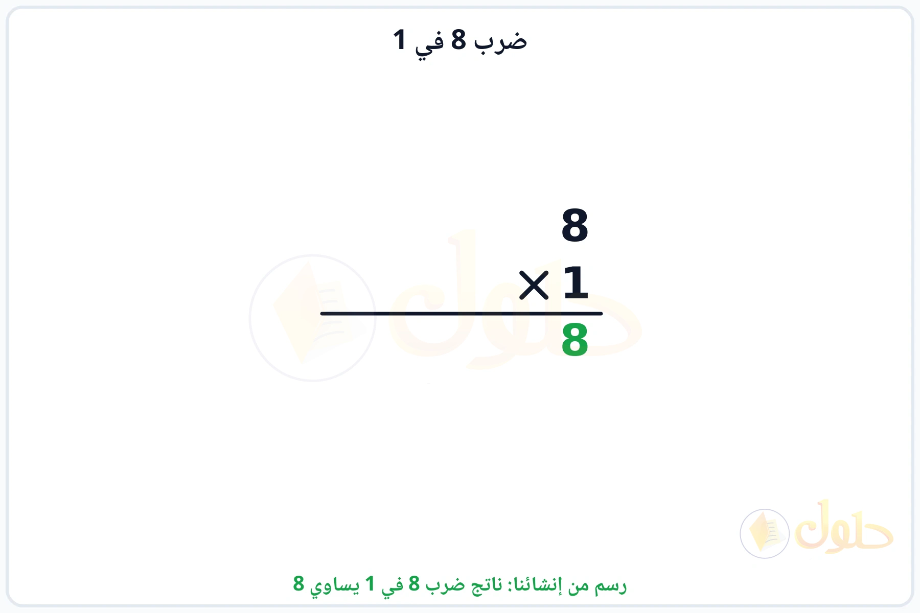 عملية ضرب 8 في 1 بالترتيب العمودي وناتجها 8