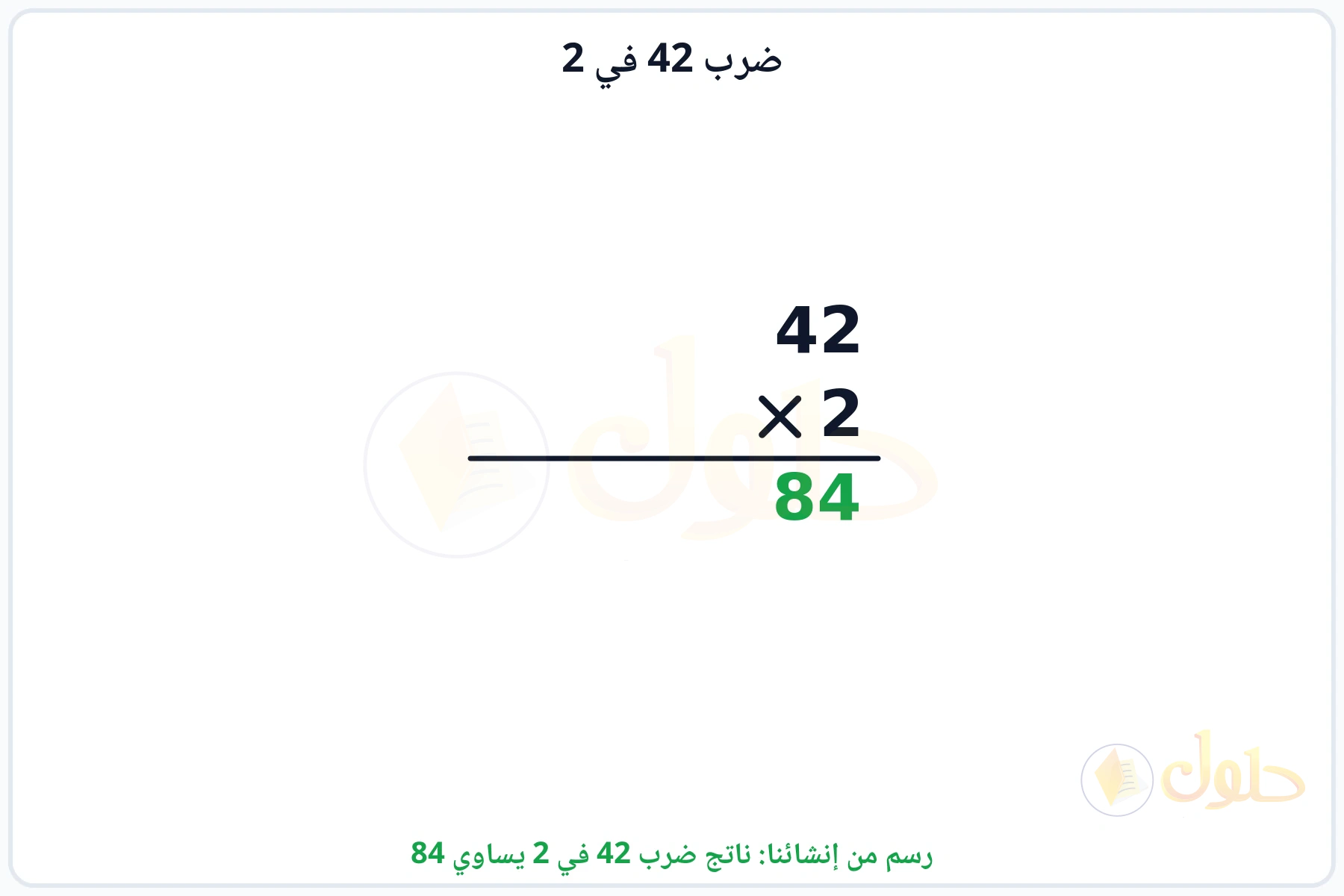 عملية ضرب 42 في 2 بالترتيب العمودي وناتجها 84