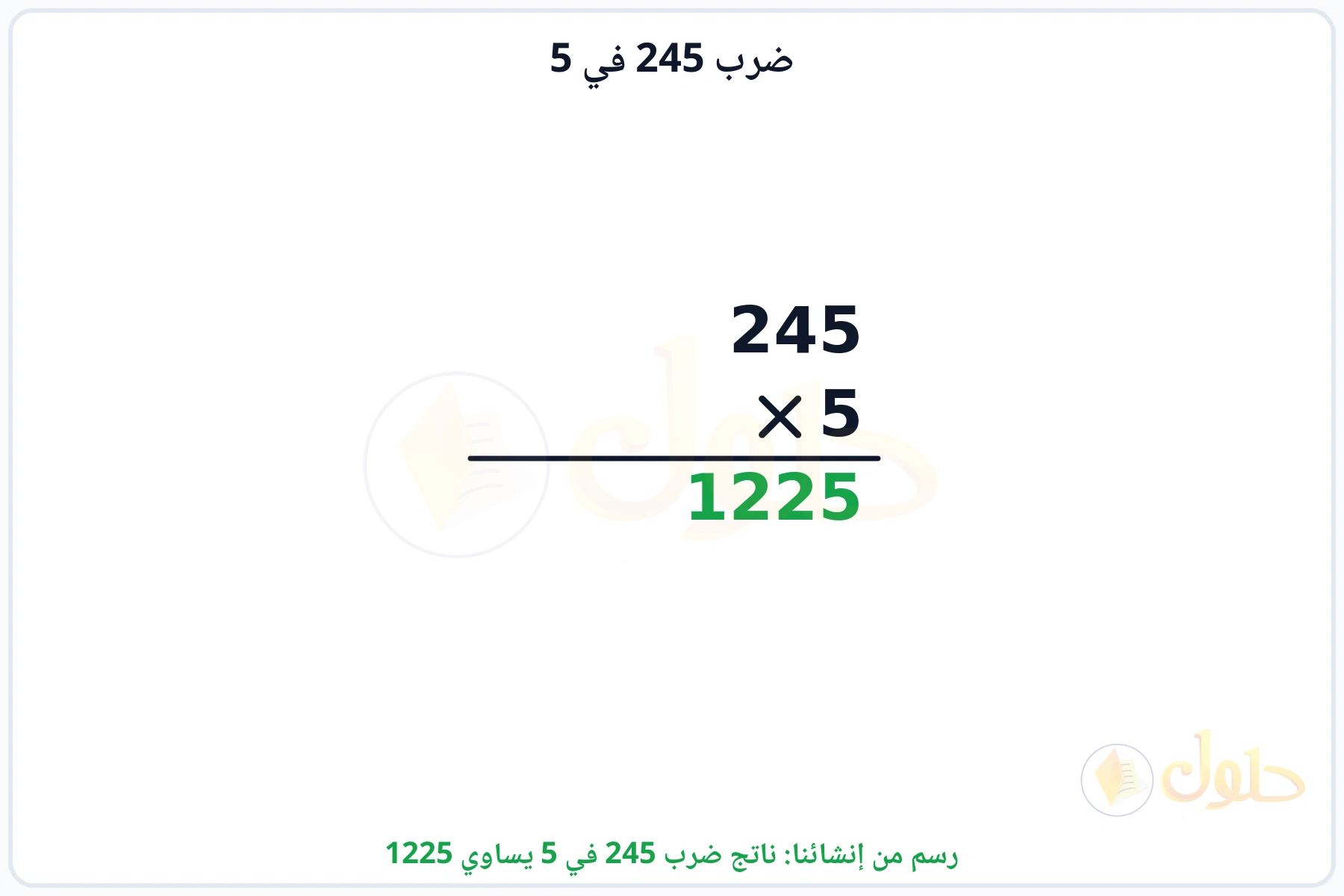 عملية ضرب 245 في 5 بالترتيب العمودي وناتجها 1225