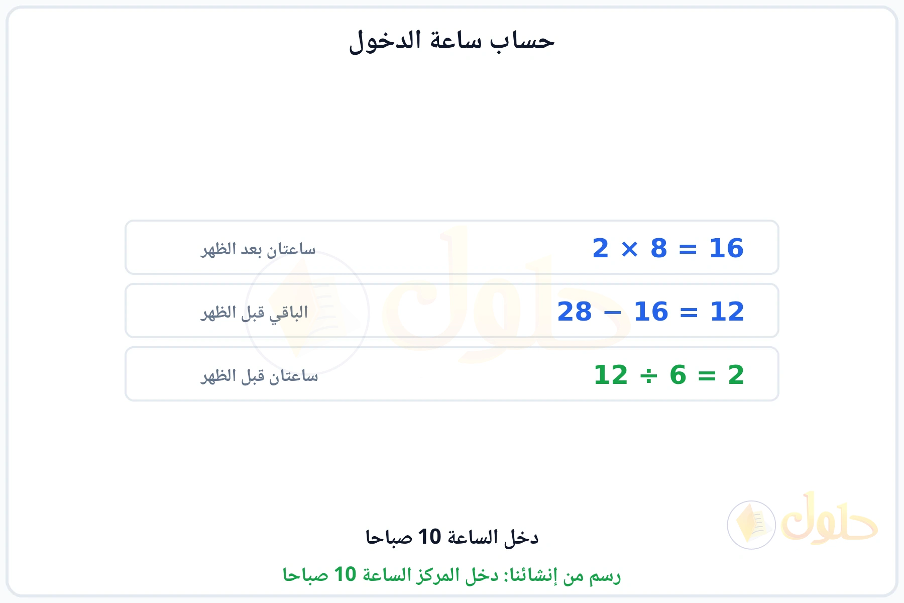 خطوات حساب الأجرة قبل الظهر وبعده لمعرفة ساعة الدخول